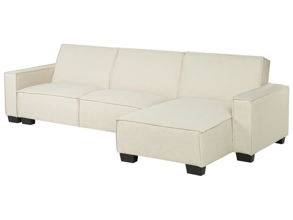 Corner Sofa Bed 3 Seater ROMEDAL Fabric Beige Left Hand_748928