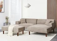 Ecksofa 3-Sitzer HOLT mit Ottomane Stoff Taupe linksseitig_959239
