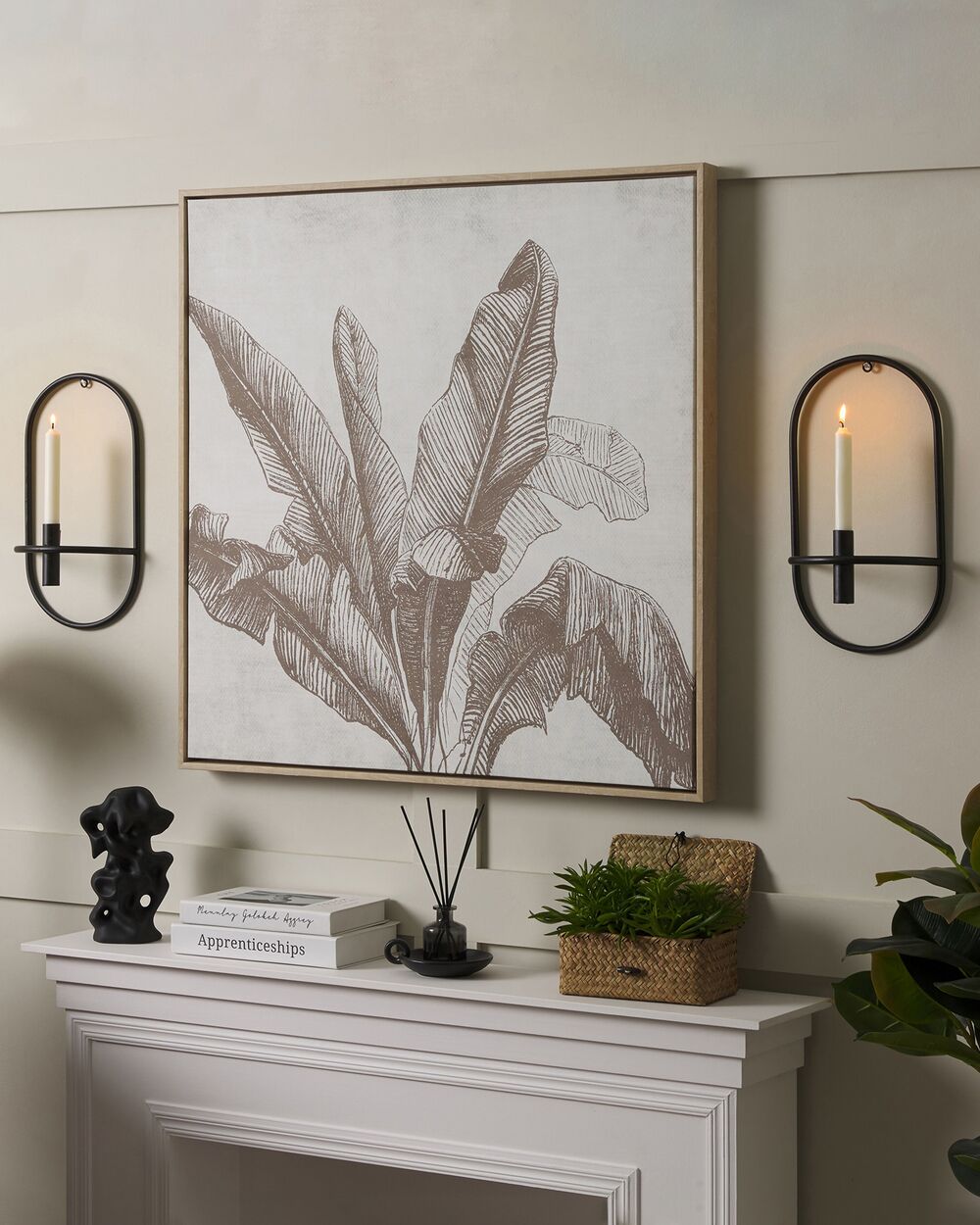 Set of 2 Wall Candle Holders CAVIANA 38 cm Metal Black