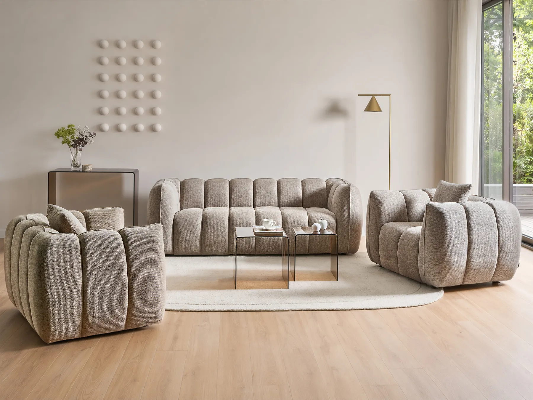 Sofa Set 5-Sitzer NESS Stoff Taupe_1072456