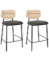 Set mit 2 Barstühlen MAYETTA Rattan Dunkelgrün