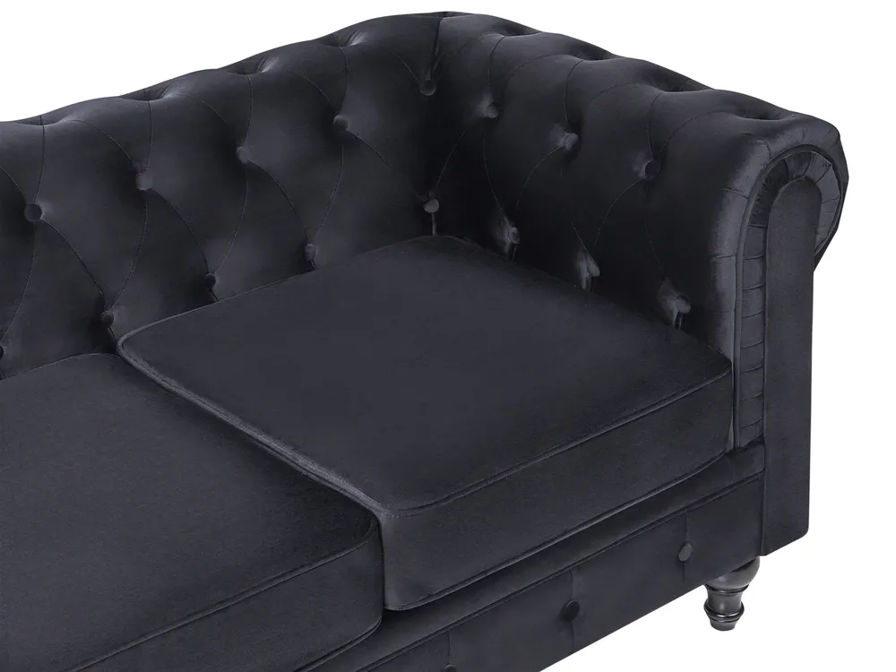 Sofa 3 Seater CHESTERFIELD Velvet Black_1065198