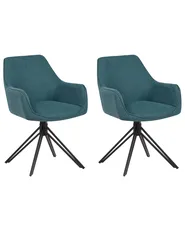 Esszimmerstuhl 2er Set drehbar JODAR Stoff Blaugrün_945237