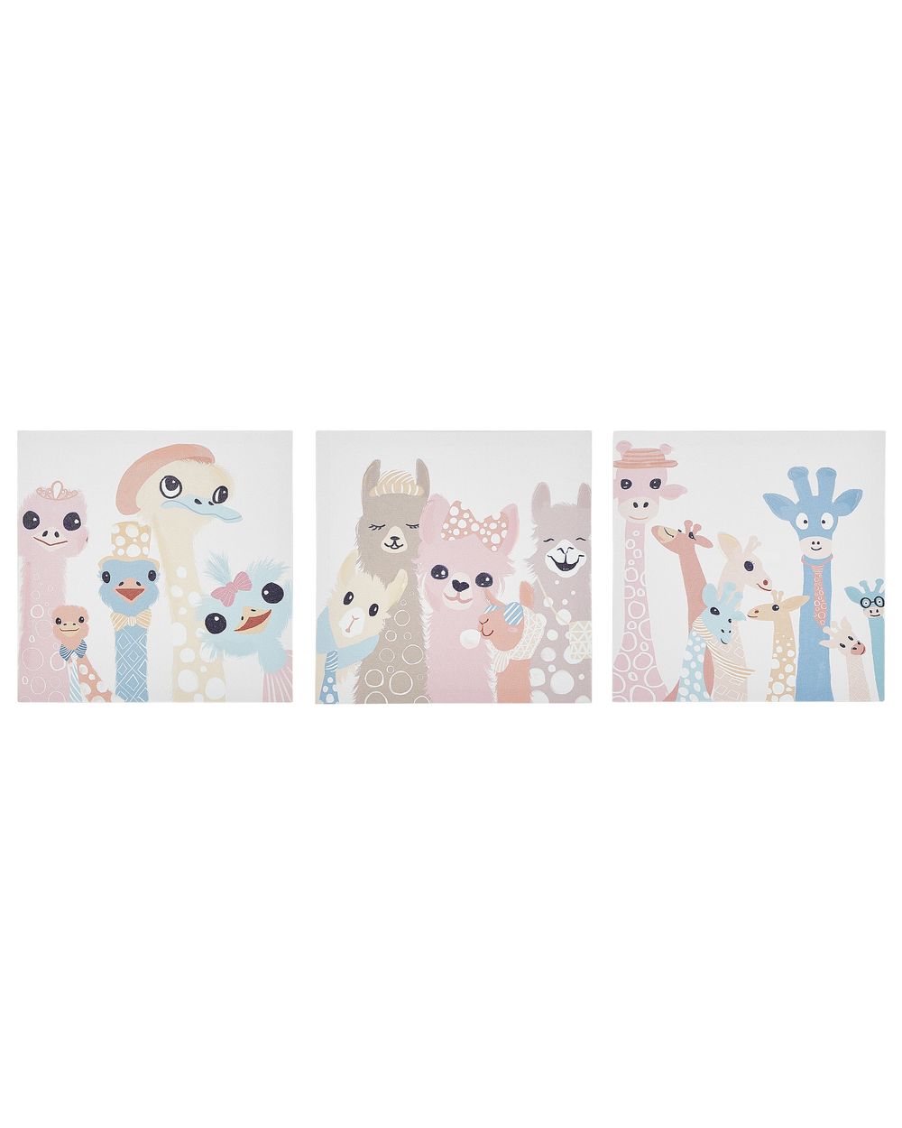 Lot de 3 toiles TILLIA 30 x 30 cm Motif animal Multicolore