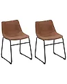 Set of 2 Dining Chairs BATAVIA Fabric Golden Brown