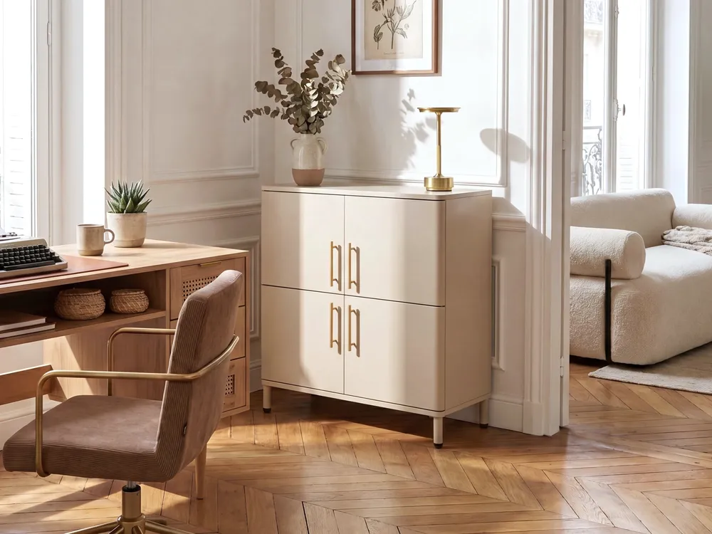 Sideboard mit 4 Türen OMBURA Metall Beige