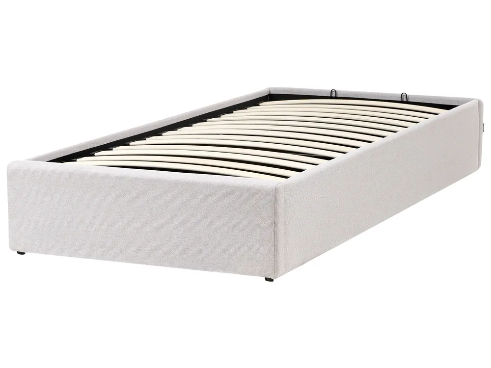Bett mit Stauraum ohne Kopfteil DINAN Stoff Hellgrau 90 x 200 cm_1073722