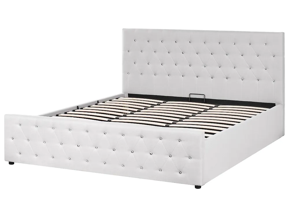 Bett mit Stauraum AMIENS Stoff Beige 180 x 200 cm_1185154