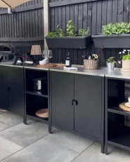 Outdoor-Küche 3er Set VILAMA Schwarz Metall_994112