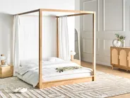Himmelbett Holz HERLIERE 160 x 200 cm Hellbraun_1037143