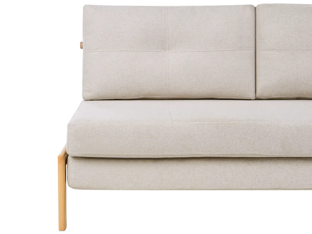 Sofa Set 3-Sitzer EDLAND mit Pouf Stoff Hellbeige_1041084