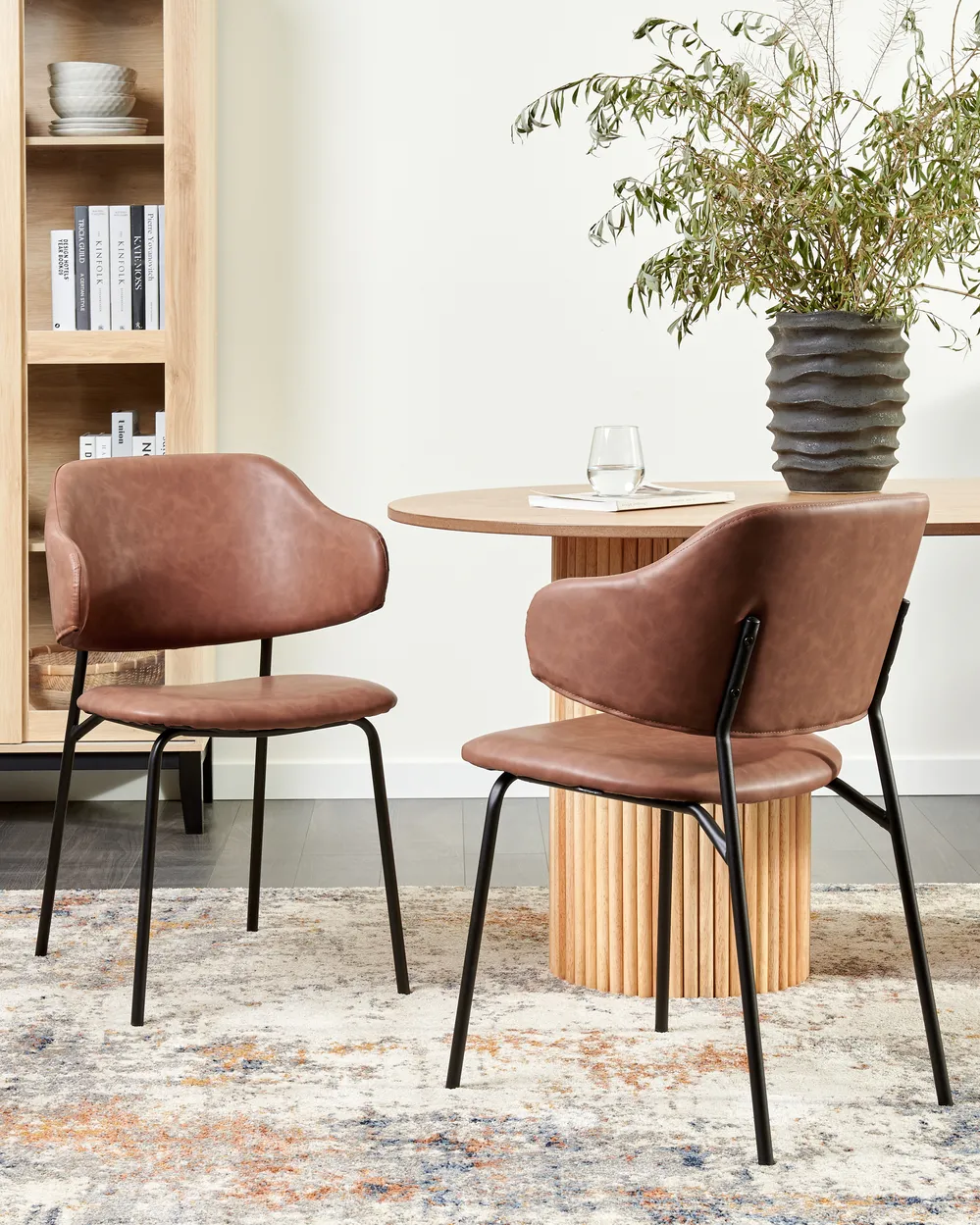 Esszimmerstuhl 2er Set KENAI Kunstleder Braun