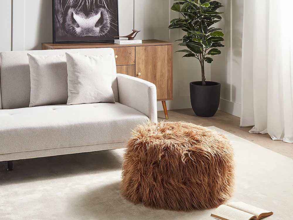 Pouffe TUKKI Faux Fur Brown_938907