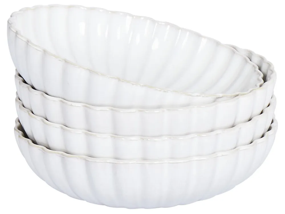 Suppenteller 4er Set NETTLE Steinzeug Cremeweiß 20 cm