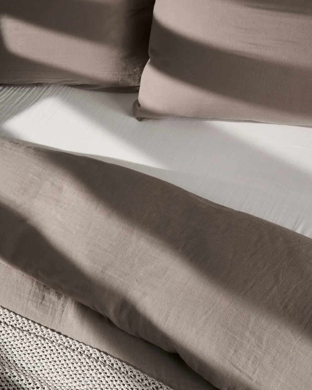 Bettwäsche-Set SUMNER 220 x 240 cm Baumwollmusselin Taupe_1060170