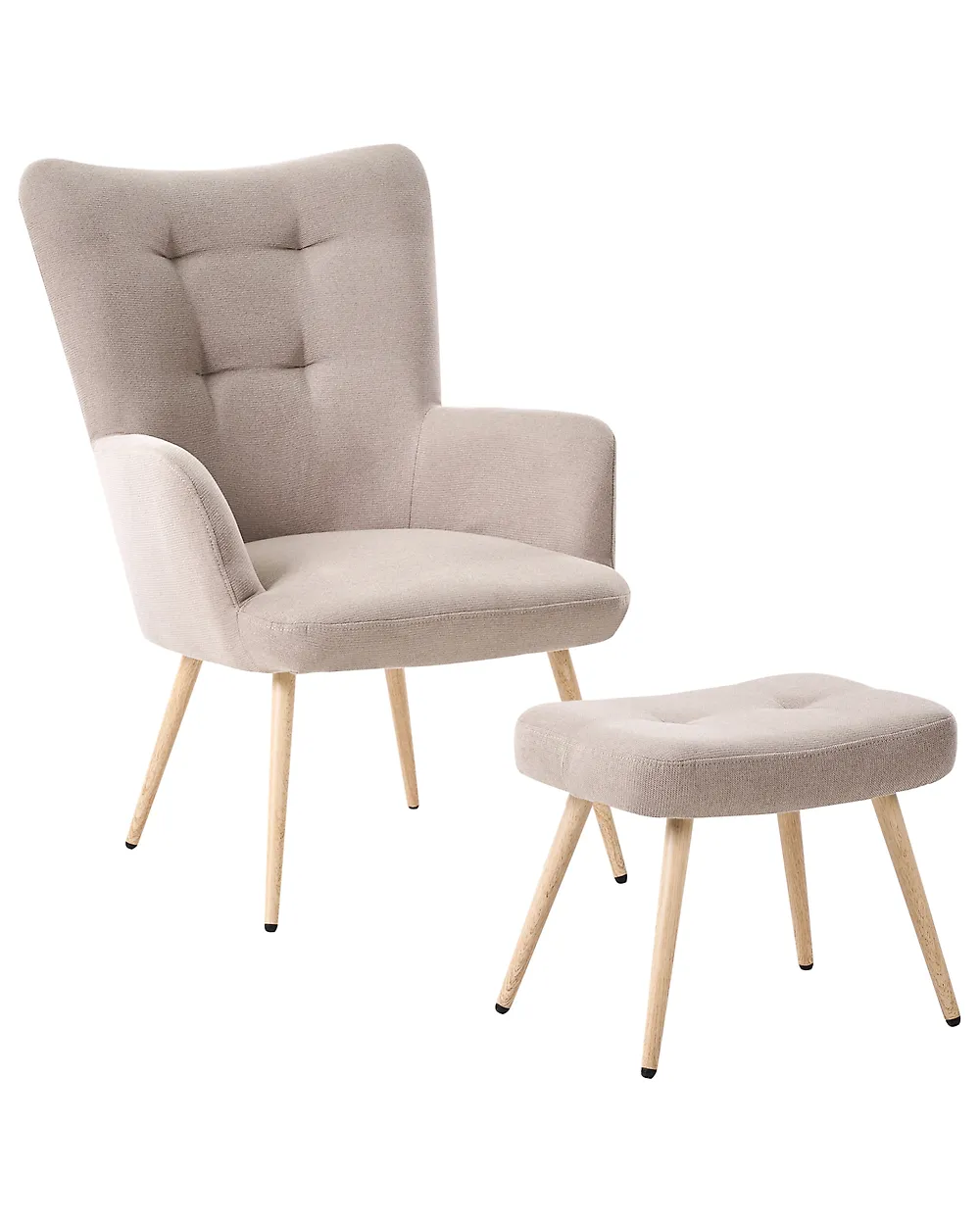 Ohrensessel VEJLE mit Fußstütze Stoff Beige