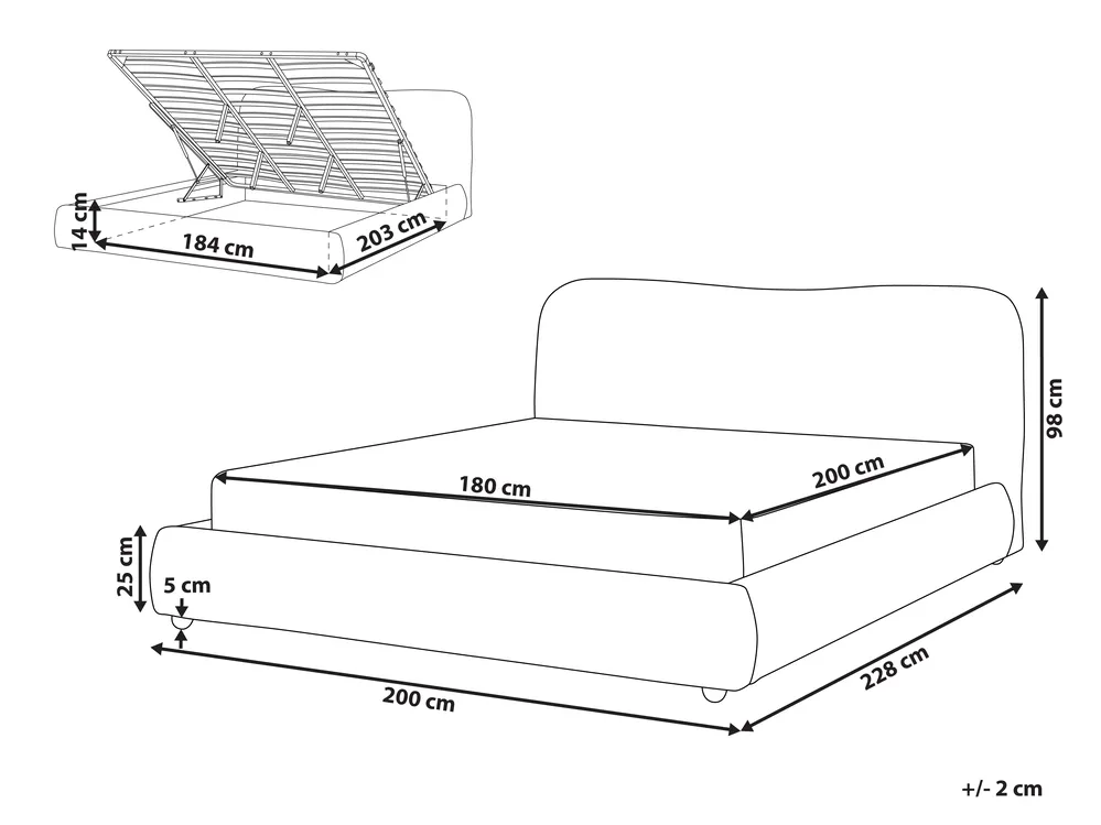 Bett mit Stauraum BLAGNAC Bouclé Hellbeige 180 x 200 cm_960664
