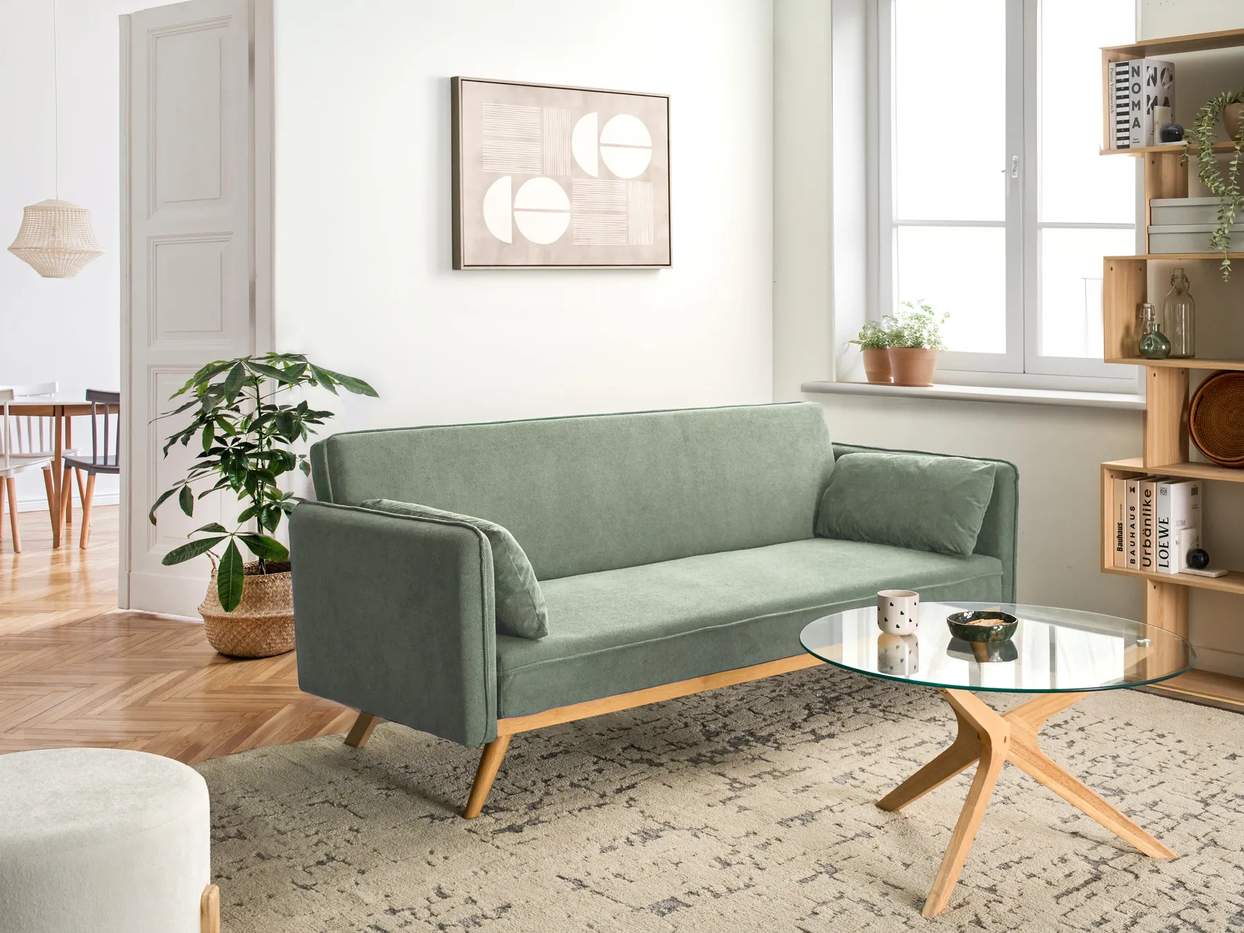 Sofa Bed ASAA Fabric Light Green_993933