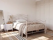 Bett mit Lattenrost Metall LYRA 120 x 200 cm Hellbeige_1161991