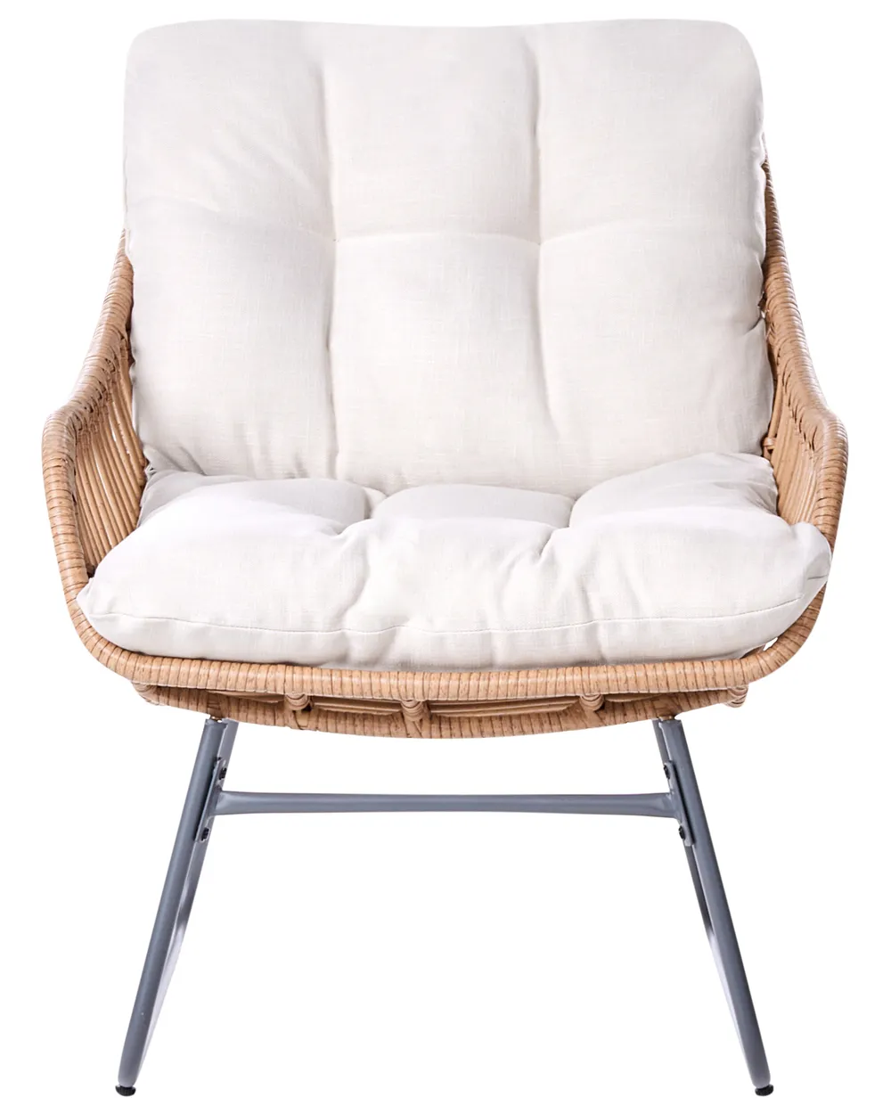 Gartenstuhl MESTRE mit Fußstütze Polyrattan Hellbeige_1022725