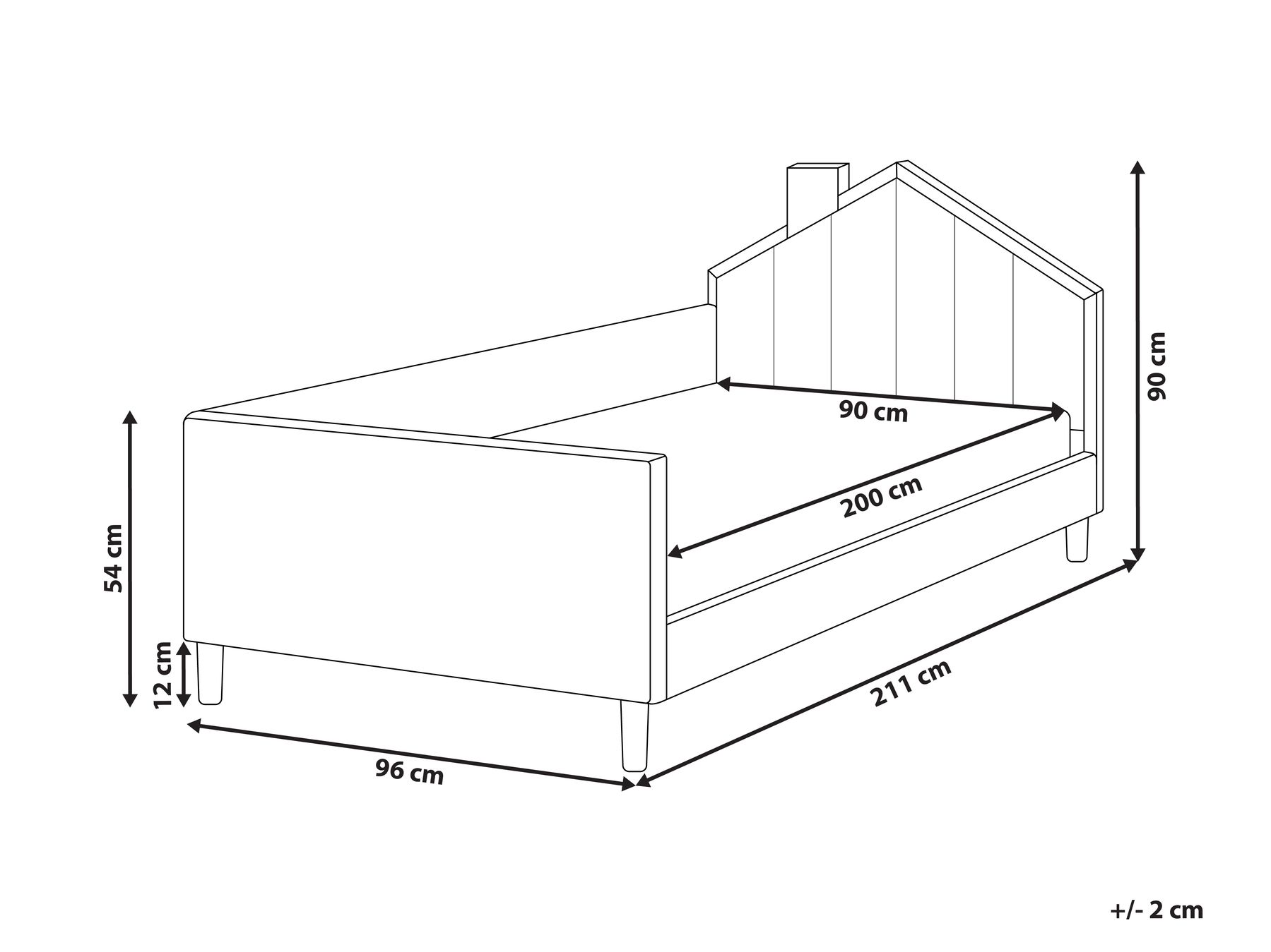 Kinderbett Haus Samtstoff KERVAN 90 x 200 cm Taupe_1024612