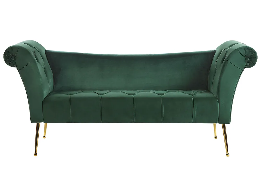 Chaiselongue NANTILLY Samtstoff Dunkelgrün