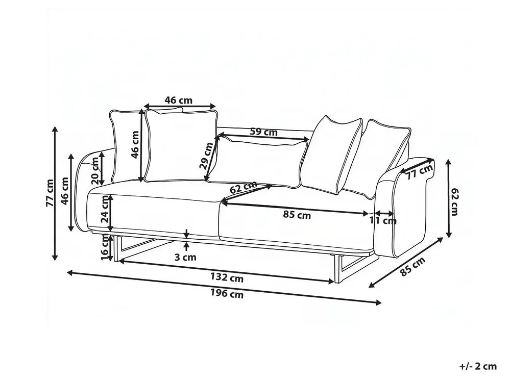 Sofa 3-Sitzer SVANEK Stoff Cremeweiß_1061538