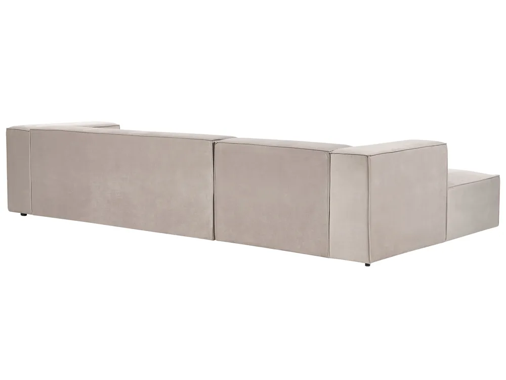 Ecksofa 3-Sitzer VERNON Samtstoff Beige rechtsseitig_887805