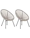 Gartenstuhl 2er Set ACAPULCO II Polyrattan Hellgrau