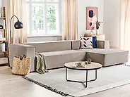 Ecksofa VERNON Samtstoff Beige linksseitig_1184898