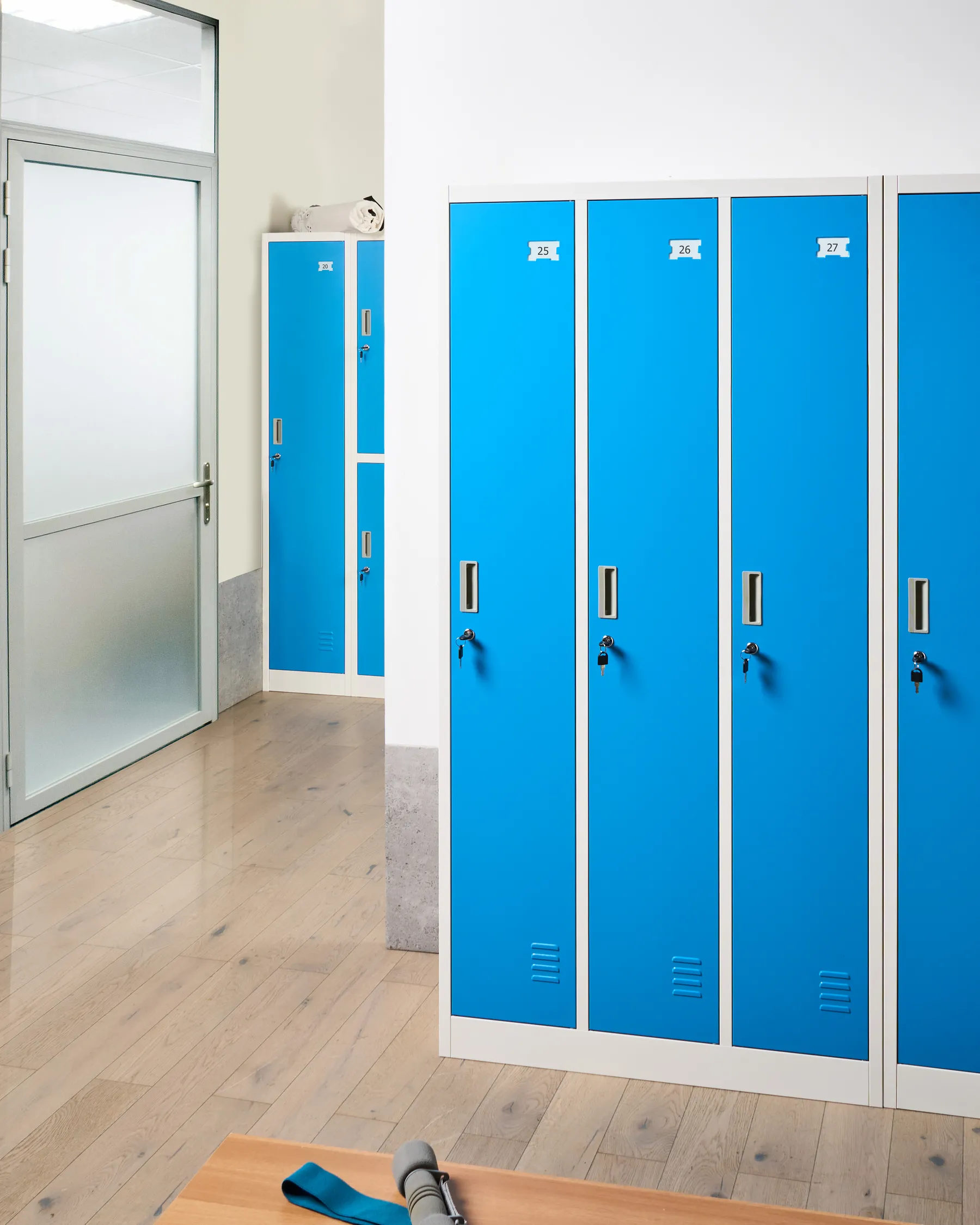 Spind mit 3 Türen ATHLETE Metall Weiß / Blau_1011776