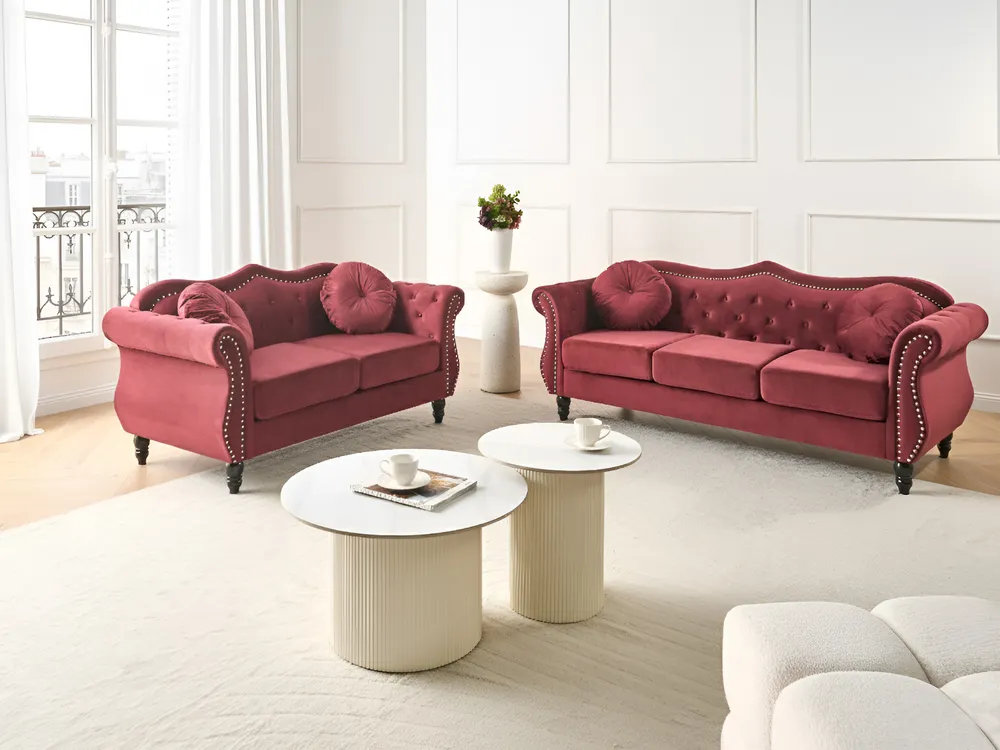 Sofa 2 Seater SKIEN Velvet Dark Red_1034295