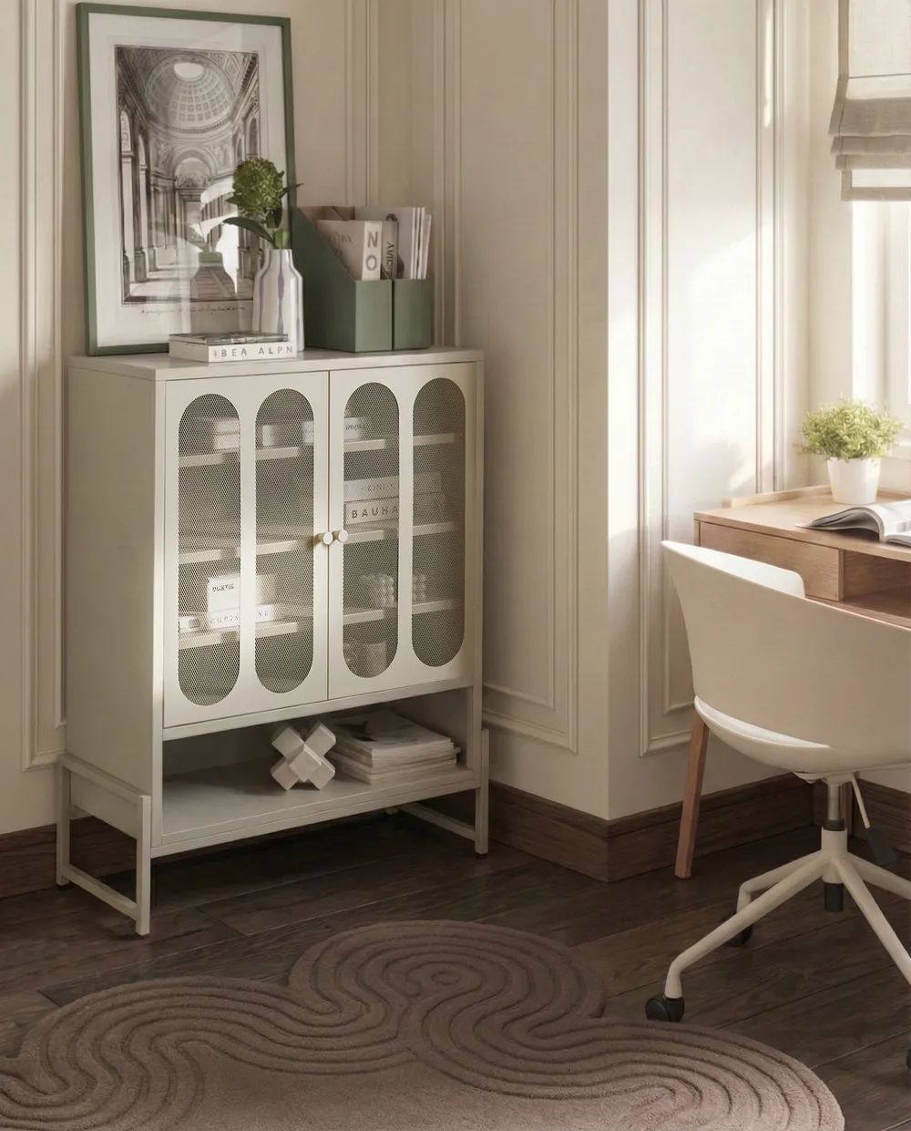 Sideboard mit 2 Türen SOLETTA Metall Hellbeige
