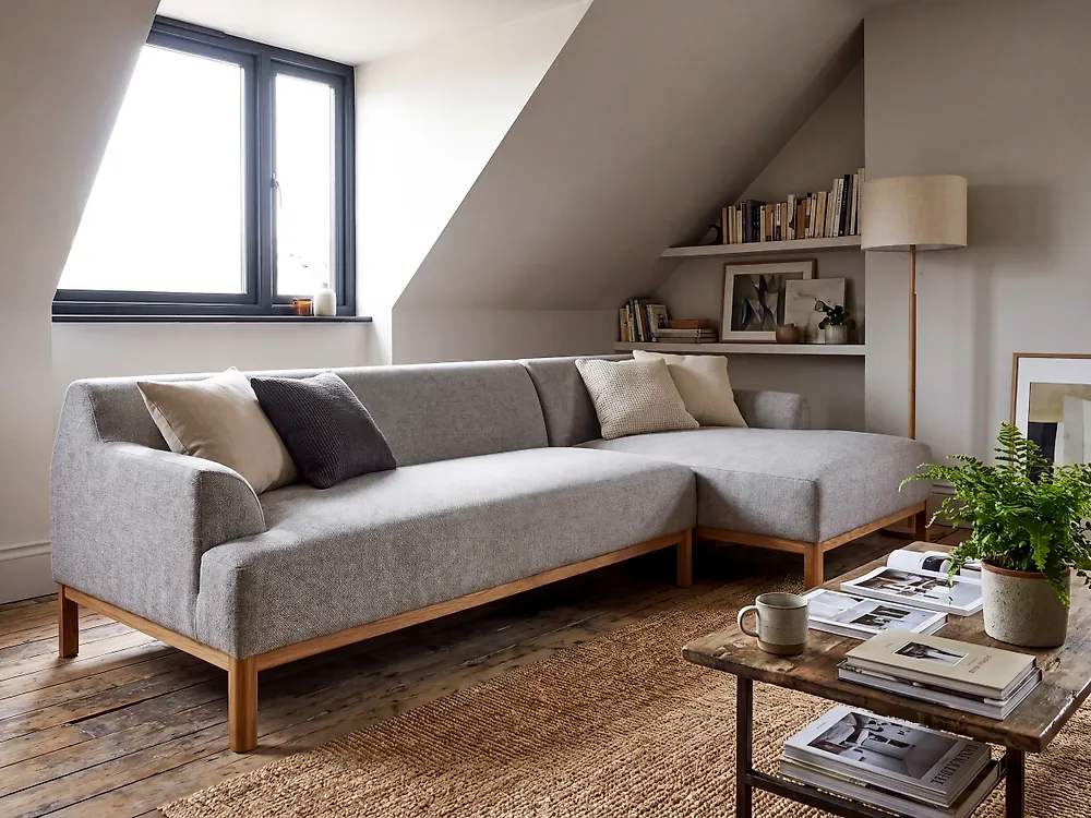 Ecksofa SOSJO Stoff Hellgrau linksseitig_1185285