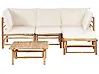 Garden Corner Sofa with Table 4 Seater CERRETO Bamboo Off-White Left Hand