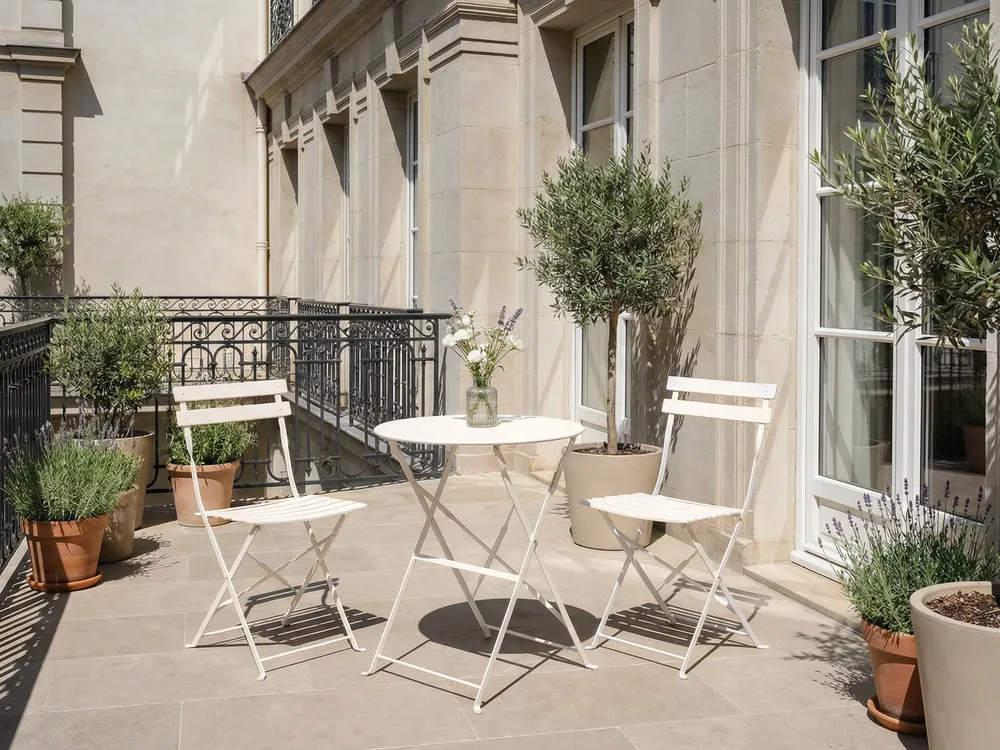 Bistro Set FIORI Metall Cremeweiß