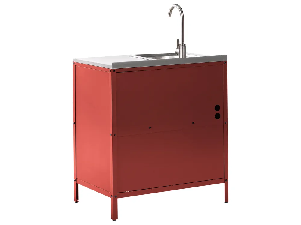 2 Piece Outdoor Kitchen Set with Sink VILAMA Red Metal_1054587