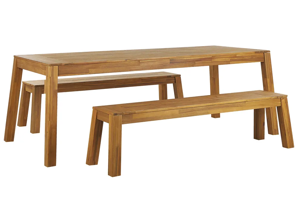 Gartenmöbel Set mit Bänken 6-Sitzer LIVORNO Akazienholz Braun
