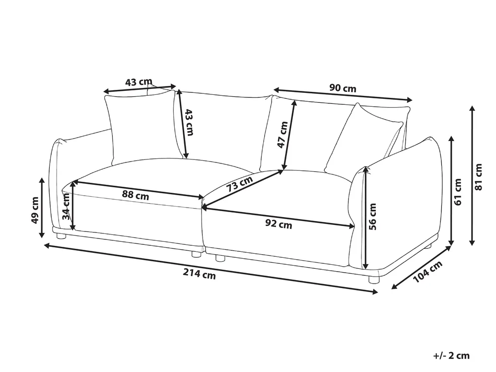 Sofa 3-Sitzer JUBEK Stoff Cremeweiß_1081550
