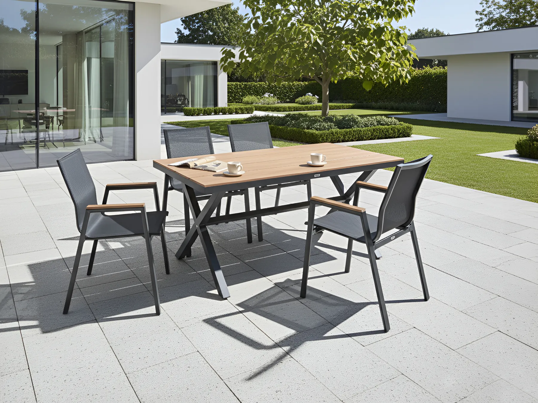 Gartentisch TIANO 160 cm 90 cm Metall Schwarz_1025621