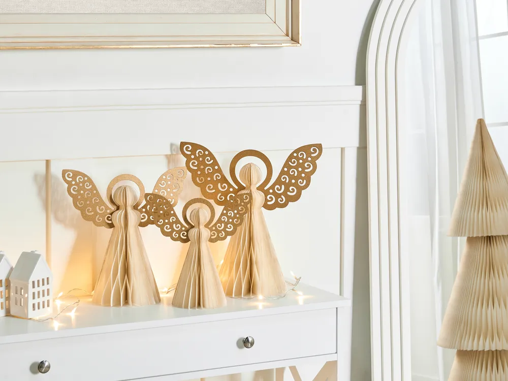 Dekofiguren 3er Set EIRA 24/28/33 cm Engel Beige_1085010