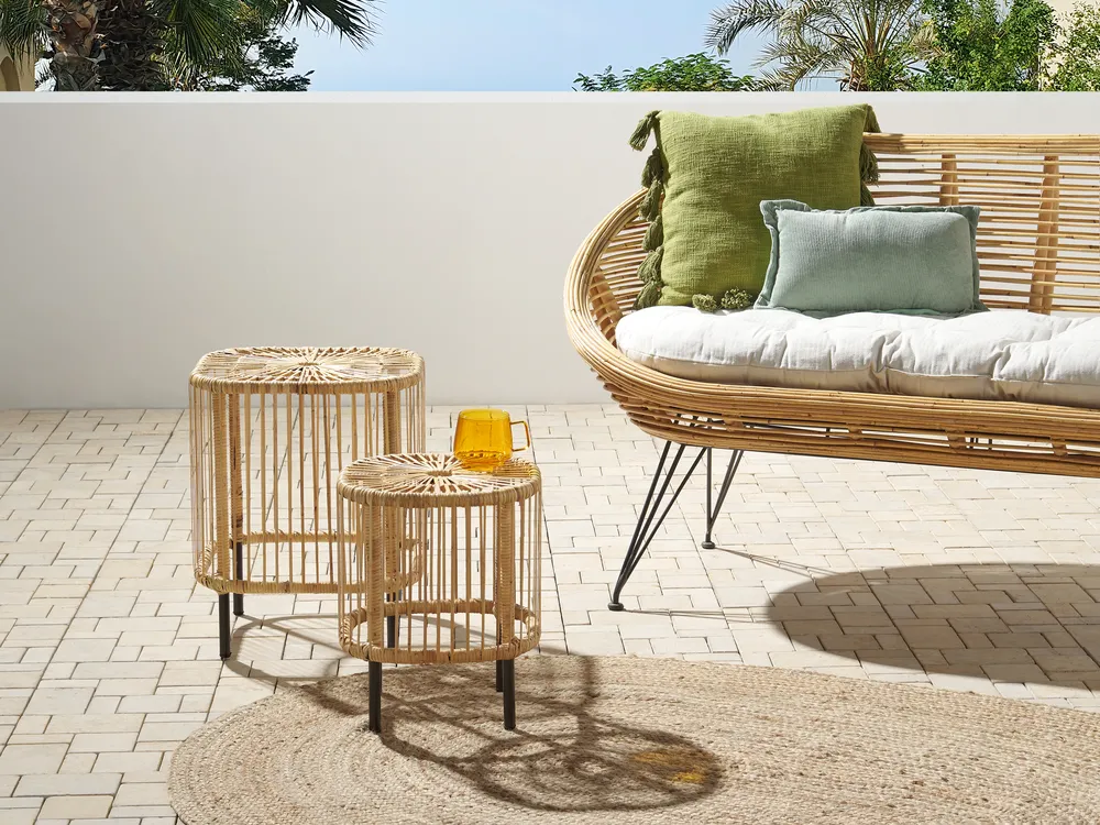 Couchtisch 2er Set CESENATICO Rattan Naturfarben