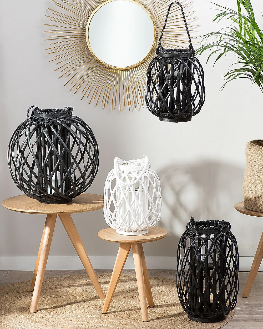 Lantern MAURITIUS 30 cm Willow Wood White_858574