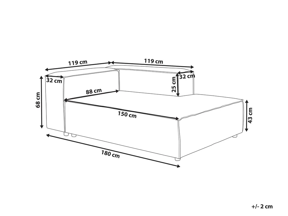 Linksseitige Chaiselongue ARDAL Cord Cremeweiß_1008047