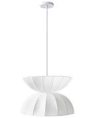 Pendant Lamp DEBONS Faux Silk White_1008193