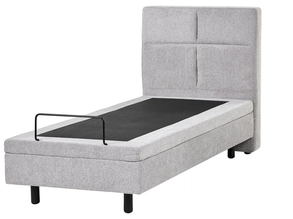 Bett verstellbar Stoff VICEROY 90 x 200 cm Hellgrau_1044389