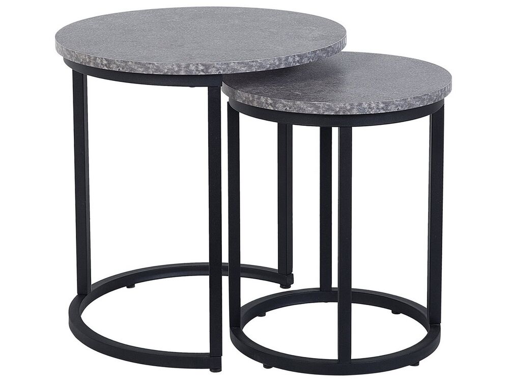 Set van 2 bijzettafels DIXIE Grijs beton-effect