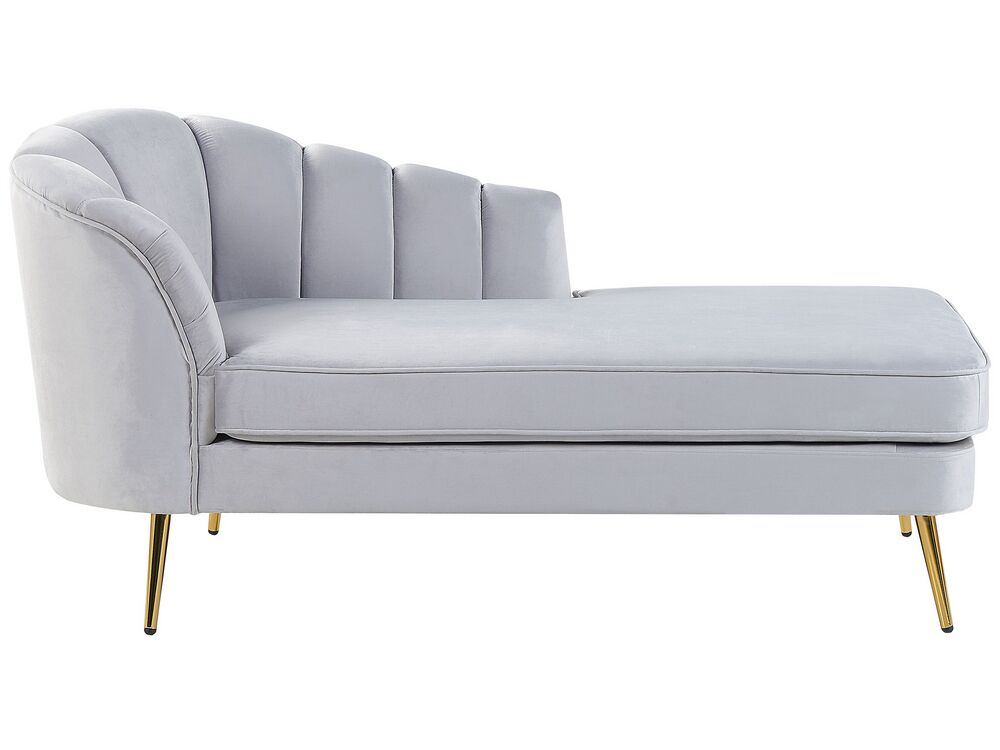 Left-Hand Chaise Longue ALLIER Velvet Light Grey