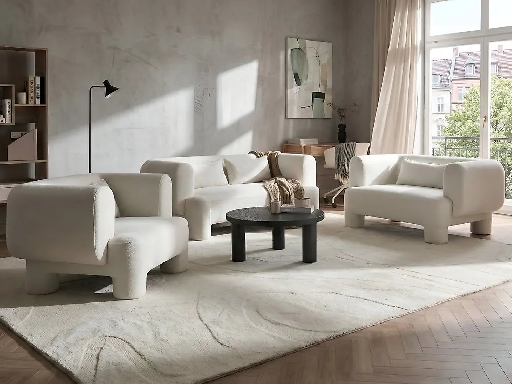 Sofa Set 6-Sitzer HOGBO Stoff Weiß_1174190