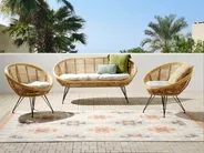Gartensofa Set 4-Sitzer MARATEA Rattan Naturfarben_878412